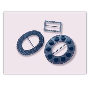 Belt Buckles Vintage Crystals & Enamelled Metal Accessory Lot